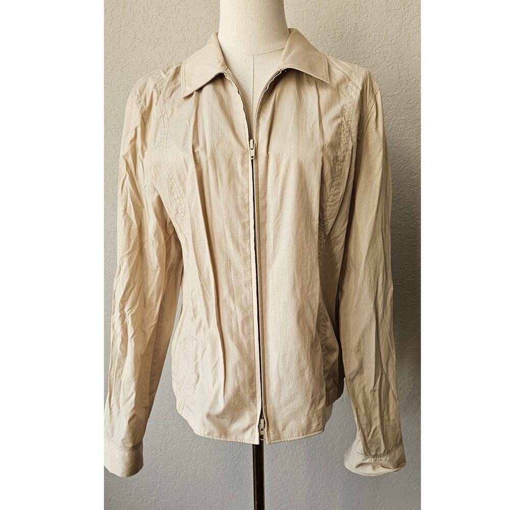 J. Crew Long Sleeve Full Zip Windbreaker‎ Jacket Women Size S Beige Lightweight